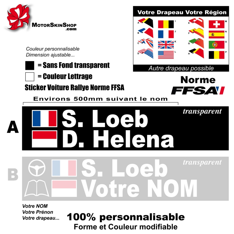 Sticker Nominatif Casque Moto Décoration Nom + Groupe Sanguin +