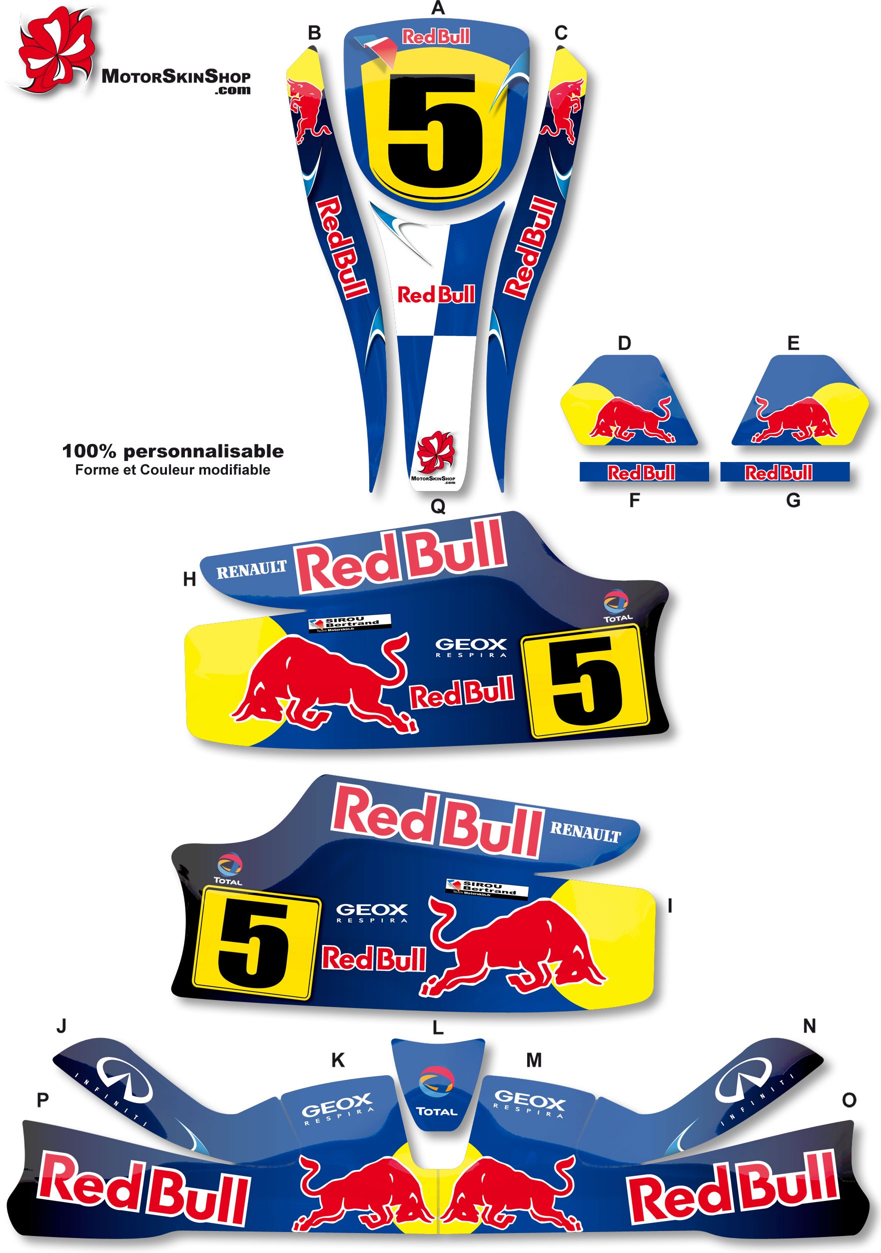 AUTOCOLLANTS POUR DÉCO casque N°1- sport mécanique tuning Red Bull