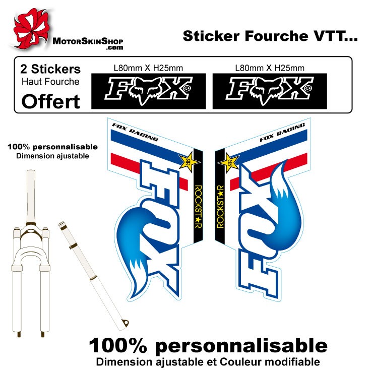 sticker fourche vélo fox VTT jaune