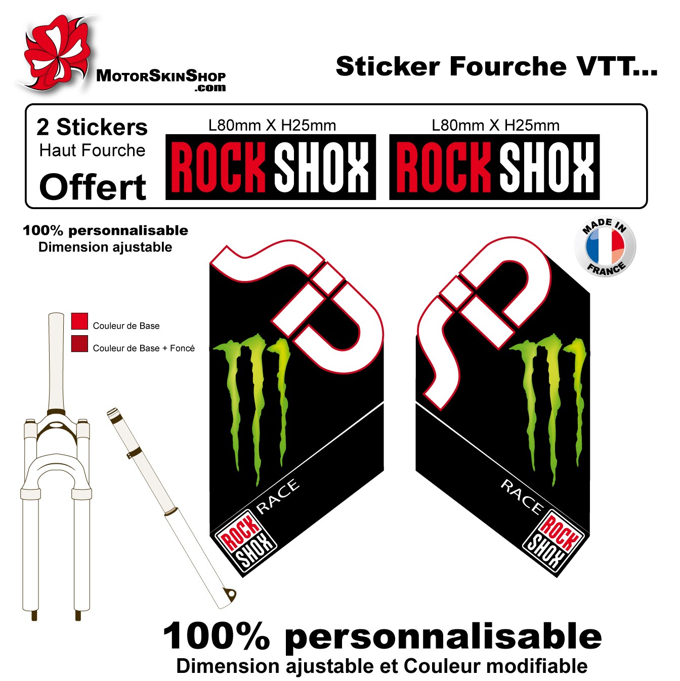 sticker fourche monster energy VTT vertical