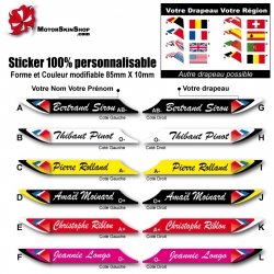 Pack x12 Stickers Suisse noir Nom prénom vélo casque sticker