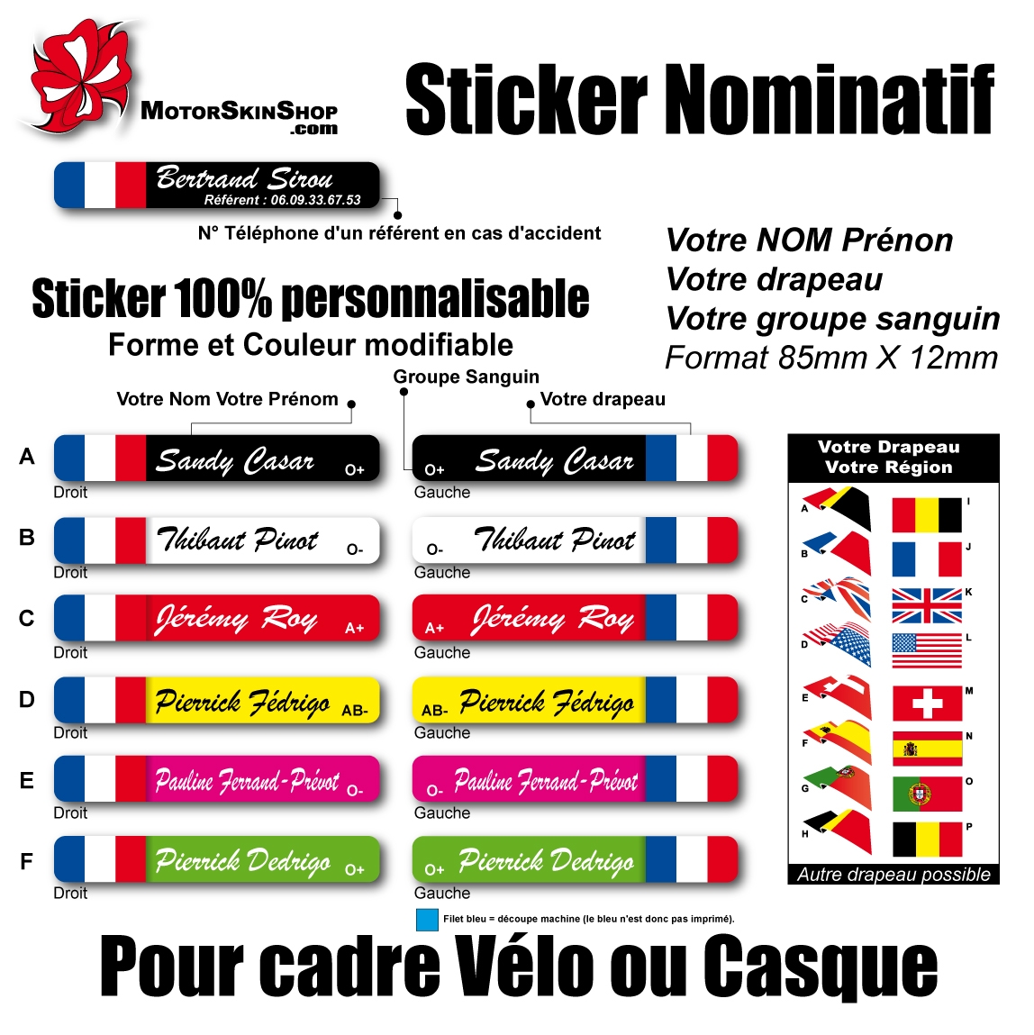 sticker vélo nominatif personnalisable nom