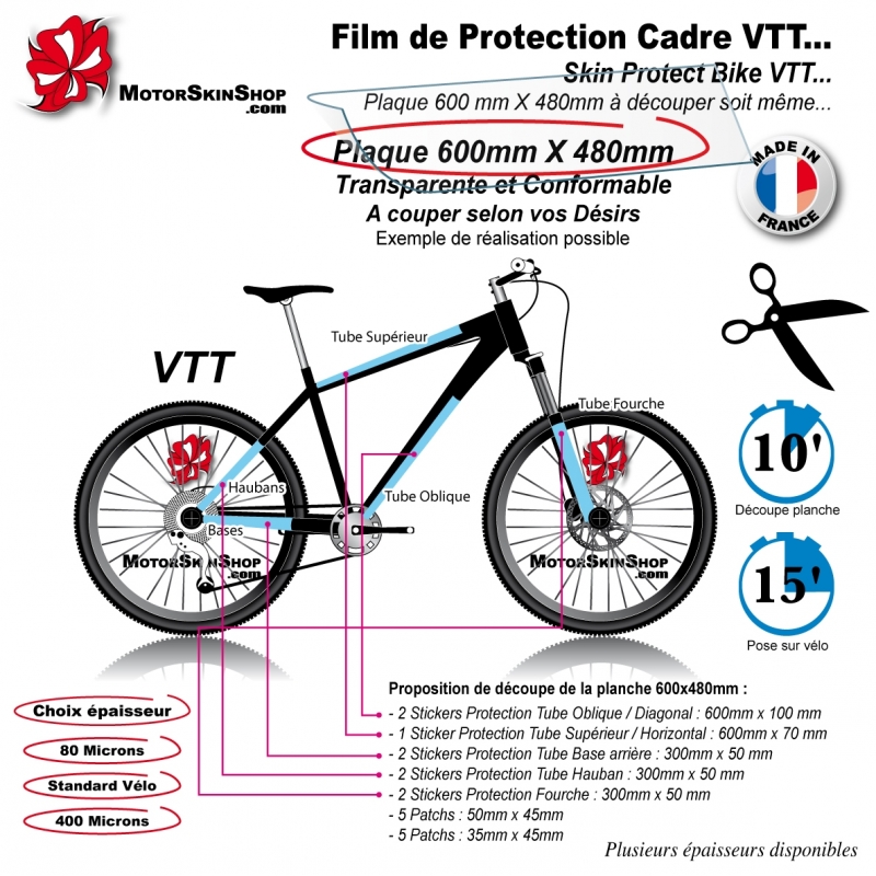 Protection cadre VTT, film noir 3M renforcé - Origine Cycles