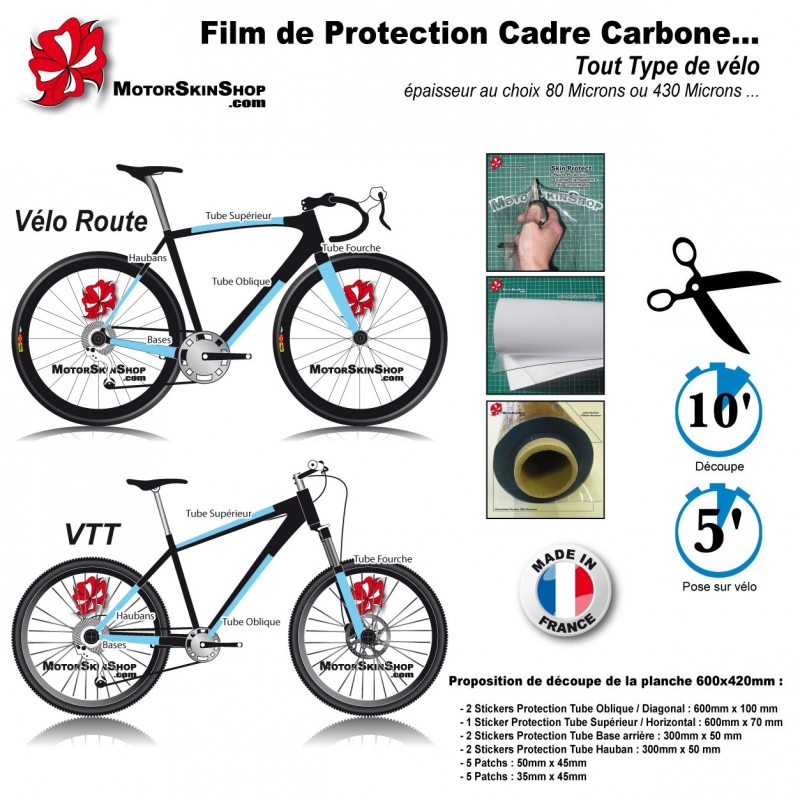 Vélo montagne Vélo route Cadre protection Autocollant Vélo